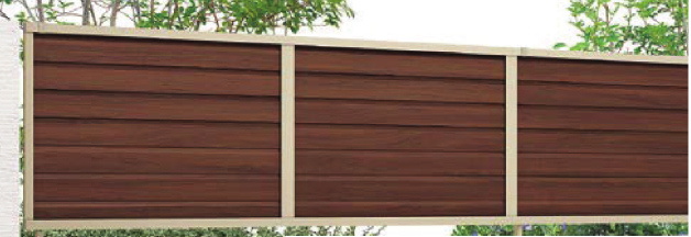 フェンスAB　YL2-K型　（片面木調・横ルーバー②）