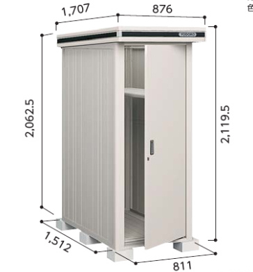 ヨド物置　エルモ　間口82㎝×奥行1ｍ52㎝×高さ220㎝